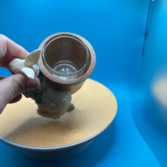 Yankee candle bunny with blue bow and garden pot votive holder, Easter, cottage - Picture 3 of 4